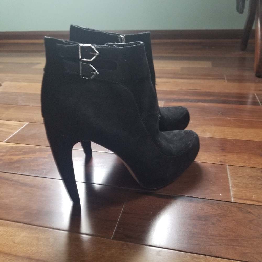 Sam Edelman "Kit" Black Suede Booties - Picture 4 of 8